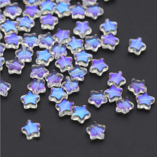 50 st färg stjärnpärlor 8 mm tjeckiskt glas löst mellanlägg för smyckestillverkning Hårnål Handgjorda gör-det-självtillbehör Spark purple 50pcs
