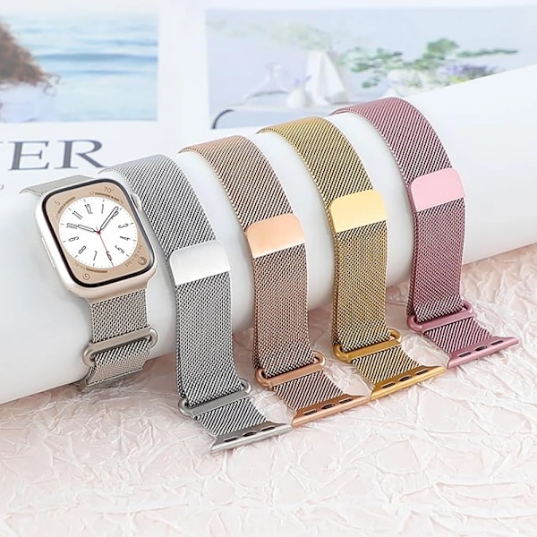 Magnetisk Strap För Apple Klocka Band 45Mm 44Mm 49Mm 3844 Mm 42Mm 41Mm 40Mm Korpus Armband Serie 9 8 7 6 5 4 3 Se Ultra. Pink gold 38mm 40mm 41mm