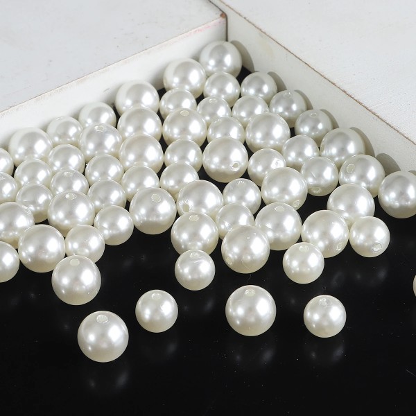 3-20 mm 10-1000 st rakt hål ABS-imitation pärlbeige vitt armband med runda pärlor för att tillverka smycken style14