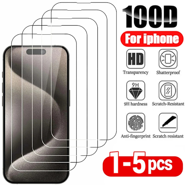 1-5 st Härdat Glas För IPhone 16 15 14 13 12 11 Pro Max Skärmskydd För IPhone 7 8 14 Plus X XS XR Skyddsglasfilm For iphone 16 Plus 5PCS Tempered Glass