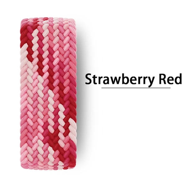 Flätat Solo Loop Armband för Apple Watch 44mm 45mm 42mm 40mm 41mm 46mm Armband correa iwatch Series Ultra 2 10 9 SE 8 7 6 5 Rem Strawberry red SS