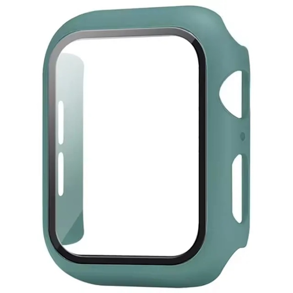 Härdat Glas + Skal för Apple Watch 10 46mm 42mm Ultra 2 49mm Skärmskydd Fodral iWatch 9 8 7 6 5 SE 45mm 41mm 44/40mm Skal Pine needle green Series 6 5 4 SE 40MM
