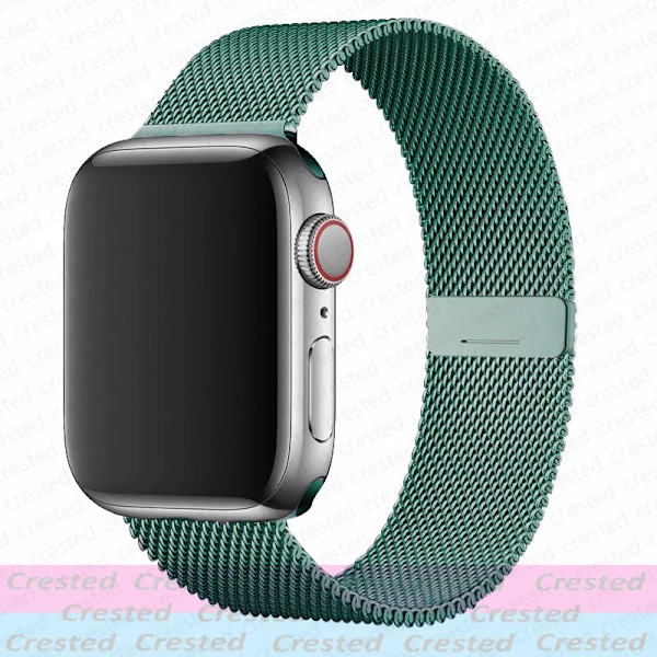 Milanese Loop Armband för Apple Watch Band 44mm 40mm 45mm 41mm 49mm 46 42mm correas armband iWatch serie 3 6 se 7 8 9 ultra 2 10 Pine green S10-42mm 38 40 41mm