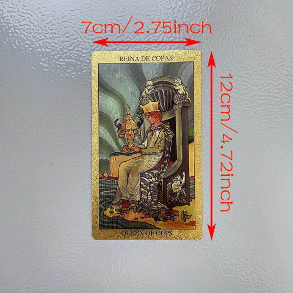 Spanska och engelska Golden Foil Tarot Deck Profetikort för nybörjare med 2-språk guidebok 12x7cm Toro Taro D484