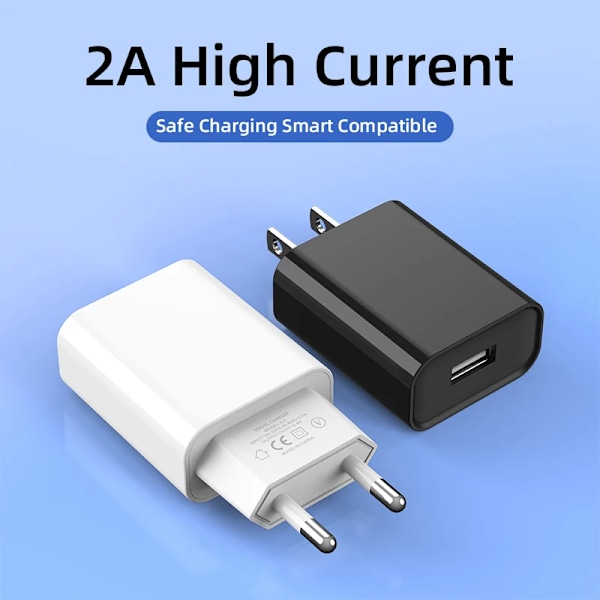 10W USB-laddare 2A Snabbladdning QC3.0 Väggladdare För Xiaomi14 Huawei OPPO Quick Charge 3.0 EU US Telefonladdare EU Blue