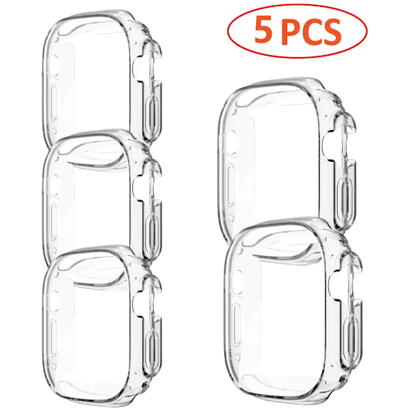 Klockfodral för Apple Watch Ultra 2 49MM Serie 8 7 SE 6 5 4 3 45MM 41MM 44MM 40MM Transparent Skal Apple Watch Skärmskydd 5 pcs 44mm