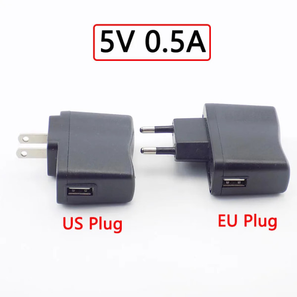 Adaptateur d'alimentation mikroport USB, 5V, 0,5 A, alimentation pour bande, lampe LED, ladda AC à DC, 100V, 240V, 500mA DC, laddare US Plug