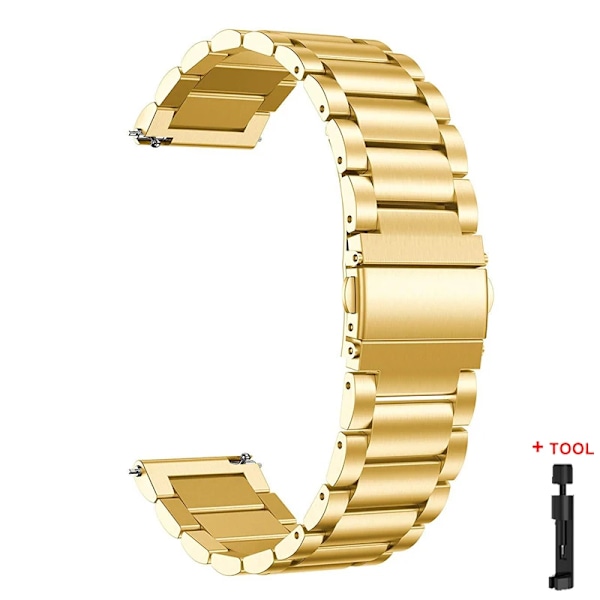 22mm 20mm Armband för Samsung Galaxy 7 6 5 4 40/44mm 6Classic Gear S3 Active2 Rostfritt Stål Armband för Huawei GT3 4Pro Amazfit Gold 20mm