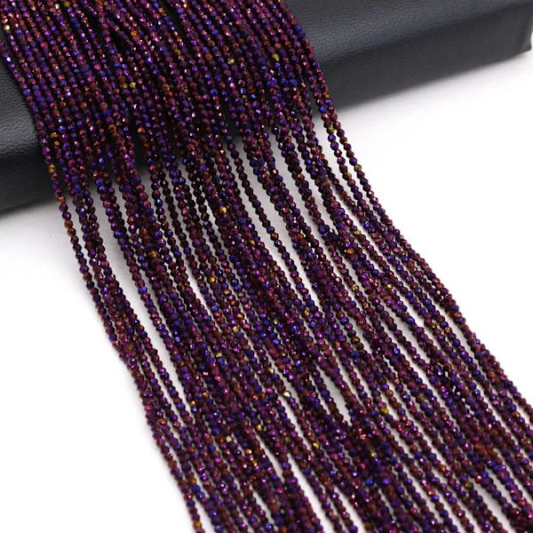 2 mm 2 st/ Set Natursten Spinell Färgglada Små Pärlor Fasettslipade glaspärlor för smyckestillverkning DIY Halsband Armband Tillbehör prune