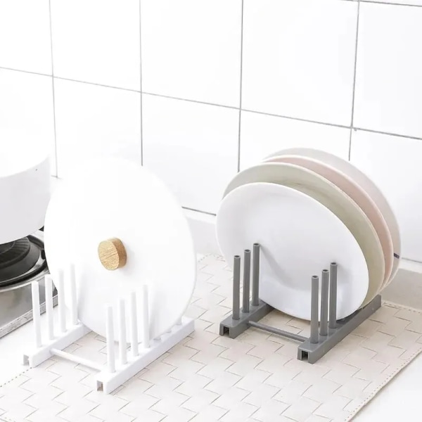 Creative Köksskål Tallrik Förvaringsställ Dränering Hemskåp Ätpinnar Hållare Disk Tallrik Organizer Plastmaterial White