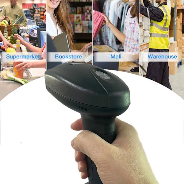 CMOS Bild 1D 2D Trådlös Streckkodsläsare Bluetooth Högprecision Handhållen Automatisk Streckkodsläsare För Lagerhantering U2W Wireless 2D