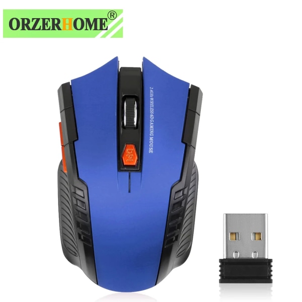 2,4 GHz trådlös mus Optiska möss med USB mottagare Gamer 1600DPI 6-knappars mus för dator PC Bärbara tillbehör Blue