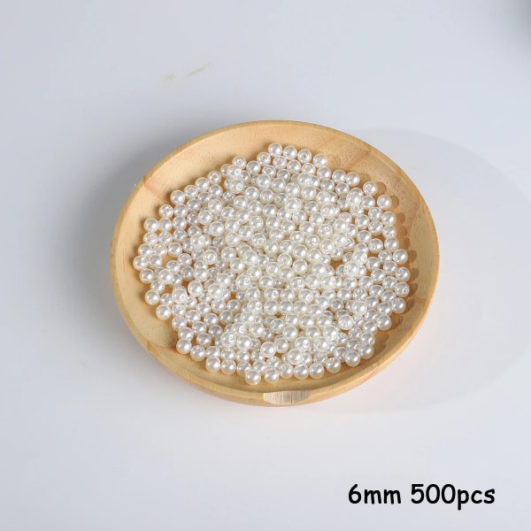 3-20 mm 10-1000 st rakt hål ABS-imitation pärlbeige vitt armband med runda pärlor för att tillverka smycken style3