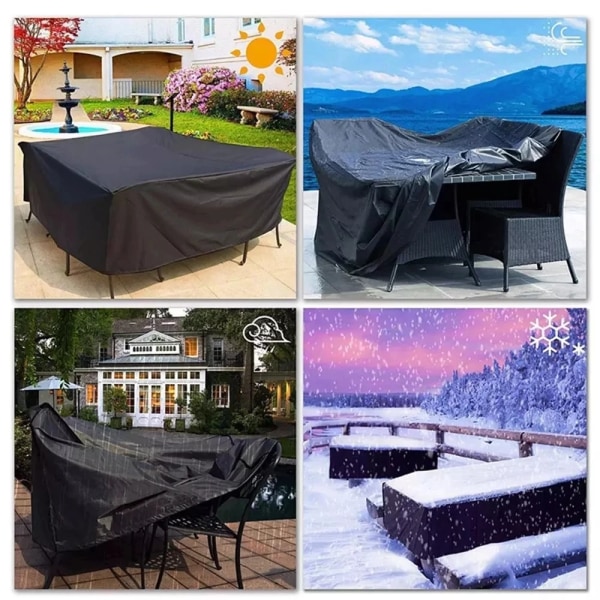 90 storlekar Uteplats Trädgårdsmöbler Vattentäta överdrag Regn Snö Stolsöverdrag för soffbordsstol Dammtät cover Black 170X94X70cm