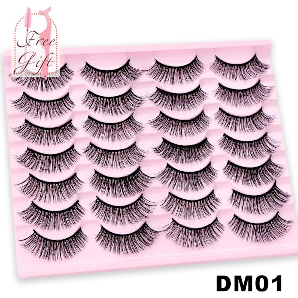 Ayrmilla Naturliga Falska Ögonfransar 5/10/14Pairs Dramatiska 3D Mink Lassar Tjocka Falska Ögonfransförlängning Faux Cil S Makeup Maquiagems 14Pairs-DM01