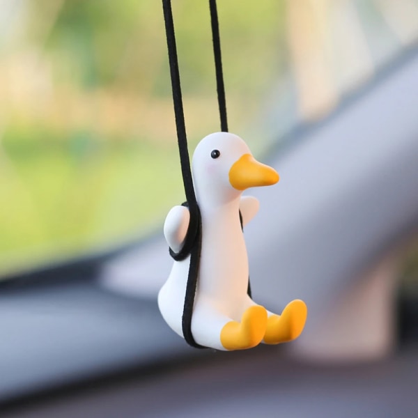 Biltillbehör Bildoft Gips Söt Anime Swing Anka Hänge Auto Backspegel Ornament Födelsedagspresent Autodekoration Duck 1