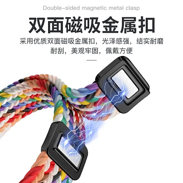 Nylonflätat armband för Huawei Band 10 9 8 Justerbart magnetspänne Armbandsur Huanwei Band 10/9/8 Tillbehör correa Mint For Huawei Band 9
