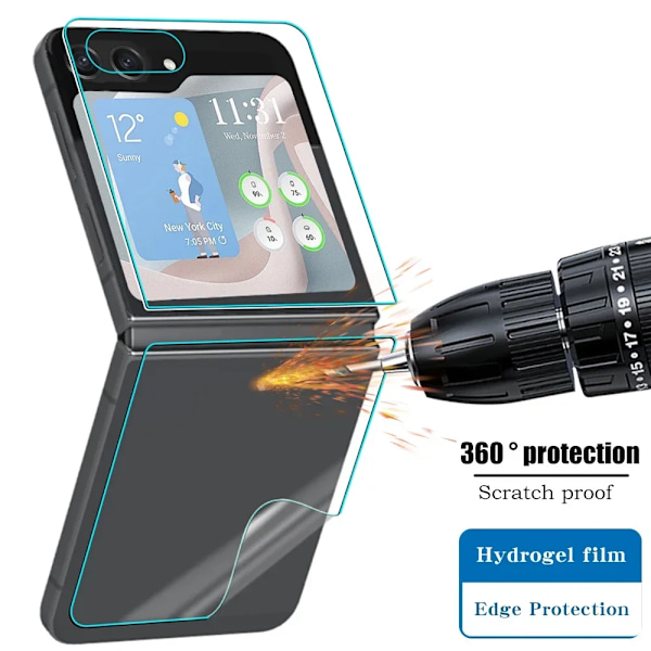 Flip5 Hydrogel Film För Samsung Galaxy Z Flip 5 5G Mjuk HD Full Täckning Gångjärnsskydd Repskydd Skärmskydd För ZFlip5 4in1 Set For ZFlip 5