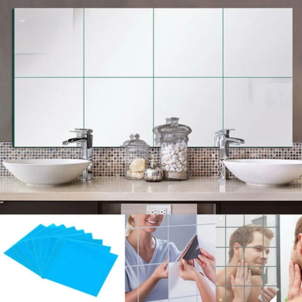 16 st 15 cm fyrkantig spegel glas kakel Akryl väggdekaler Dekal självhäftande heminredning väggdekorationer sovrum dekorationer