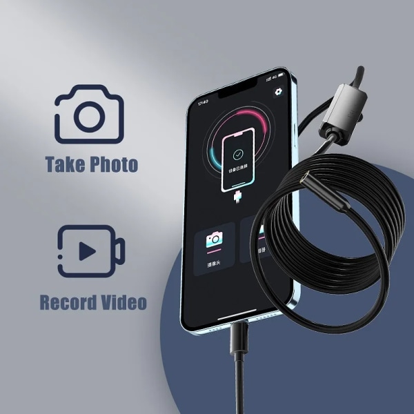 Industriellt endoskop HD960P Kabelansluten kamera Direktansluten med IPhone Ipad 8MM5.5.MM Rörinspektion Borescope IP68 Vattentät LED 5.5MM Rigid Cable 5m