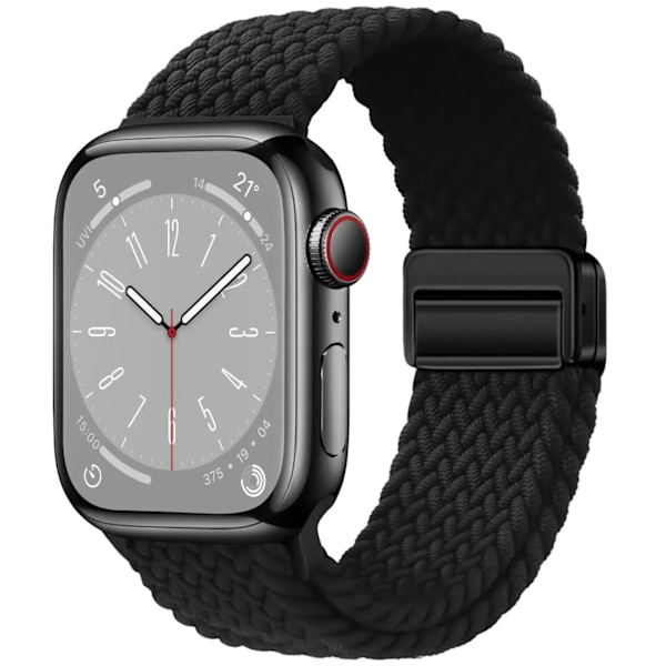 Flätat armband för Apple Watch Band 44mm 40mm 45mm 49mm 41mm 38 spänne Armband iWatch Series se 7 3 6 8 9 Ultra 2 Magnetiskt Band Black Rainbow1 38 40 41 42mm