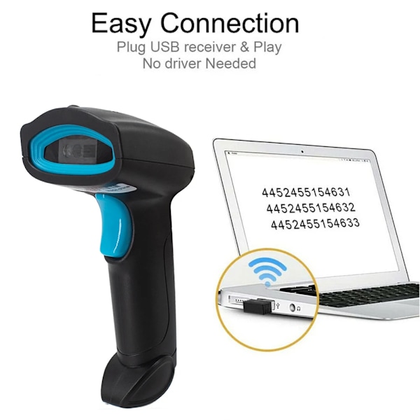 1D/2D Streckkodsläsare Trådbunden/Trådlös/Bluetooth QR-kodsläsare för POS-system, PDF417 Skrivbordsskanner för Lagerinventariebutik U2 Wired 2D