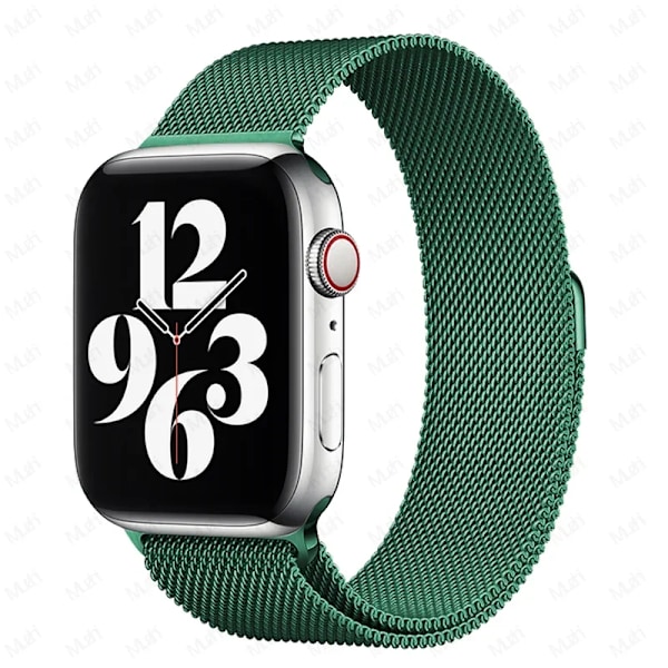 Milanese Loop för Apple Watch armband 44mm 40mm 45mm 41mm 42-38-44mm rem ultra 2 49mm metallarmband iwatch series 9 8 7 6 SE 5 4 3 Pine green 19 41mm-40mm-38mm