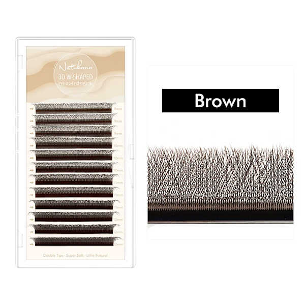 Natuhana Lashes 3D W Form Matt Ögonfrans Extension Klöver Fans Ögonfransar Individuell Premade Ryska Volym Fan Mink Falk Sminka 0.07mm LC