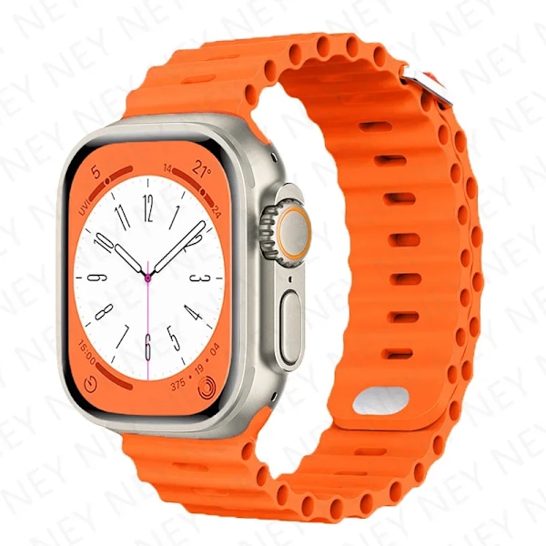 Ocean armband för Apple Watch Ultra 2 Band 49mm 9 8 7 45mm 41mm Silikonarmband Armband iWatch 6 5 4 3 SE 44mm 40mm 42mm band 8 orange 42mm 44mm 45mm 49mm
