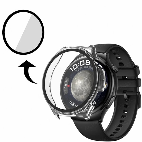 PC Fodral+9D Glas För Huawei Watch 4 Pro Fulltäckande Skärmskydd Hårt Skal För Huawei Watch 4Pro klocka 4 Fodral Tillbehör Pink For Huawei Watch 4