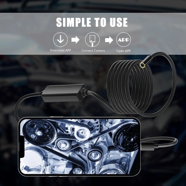 Industriellt endoskop HD960P Kabelansluten kamera Direktansluten med IPhone Ipad 8MM5.5.MM Rörinspektion Borescope IP68 Vattentät LED 5.5MM Soft Cable 10m