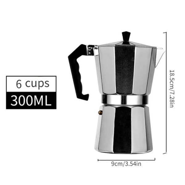 Bouilloire à café octogonale en aluminium, théière à café Moka, équipement de camping en plein air, ménage italien, bureau, maison, voyage 300ml