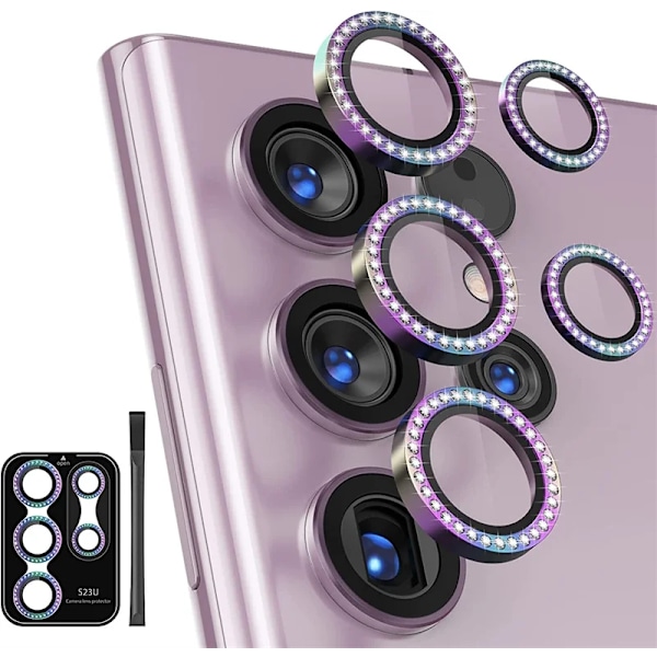 Lämplig För Samsung Galaxy S25Ultra S23 S24 Ultra S24 Plus S22Ultra Diamant Glänsande Färgglad Mobiltelefon Linsskyddsfilm multicolour-Z For Samsung S23