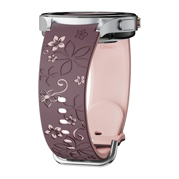 Graverat silikonarmband för Samsung Galaxy Watch 7 FE/6 4 Classic/5 Pro 45 Utan Glipor Sportarmband Galaxy Watch 7 Armband 44mm 40mm Smoke-Violet Pink Galaxy Watch5 40mm
