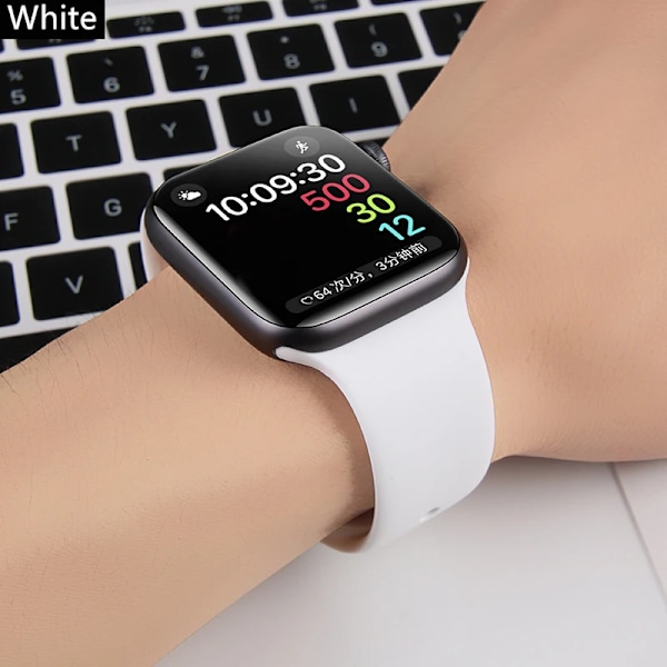 Silikone Rem För Apple Watch Band 44Mm 40Mm 45Mm 41Mm 49Mm 42Mm 38Mm Korpus Armband Iwatch Ultra 2 Serien 7 Se 3 4 5 6 89 Starlight 38 40 41 mm M-L
