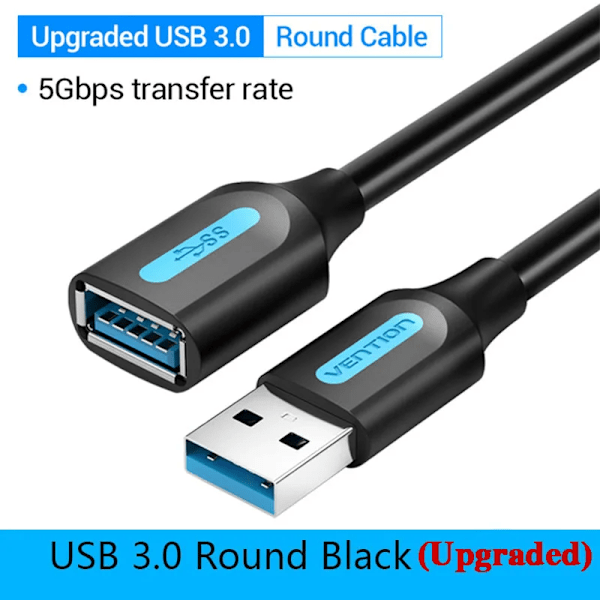 Vention USB 3.0 Förlängningskabel Hane till Hona Förlängningskabel Snabb USB 3.0 Kabel Förlängd för laptop PC USB 2.0 Förlängning USB 3.0 Black CBH 2m