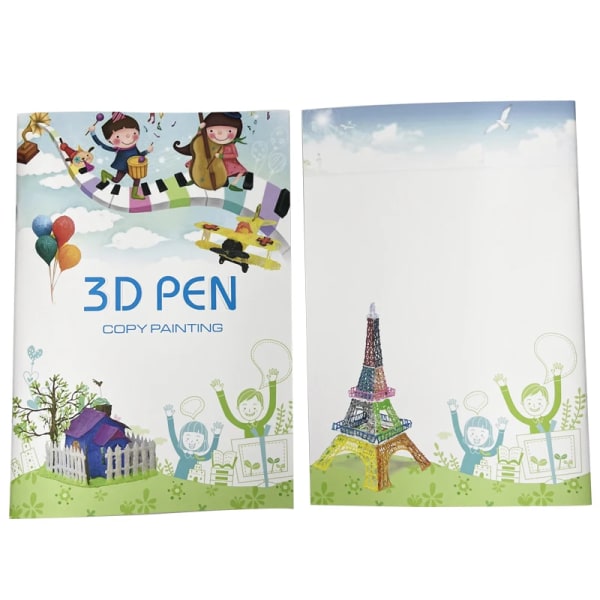 3D-penna ritmallar Bok med 40 olika tryck/silikondyna/24 färger PLA 48M/2 Finger Caps 3D Auxiliary kit