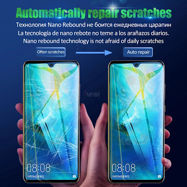 Fullständigt täckande hydrogelfilm för Huawei P20 P30 P40 P50 Lite Pro skärmskydd för Mate 40 30 20 10 Pro Lite mjuk film, ej glas For Huawei P20 Lite 2 Pieces