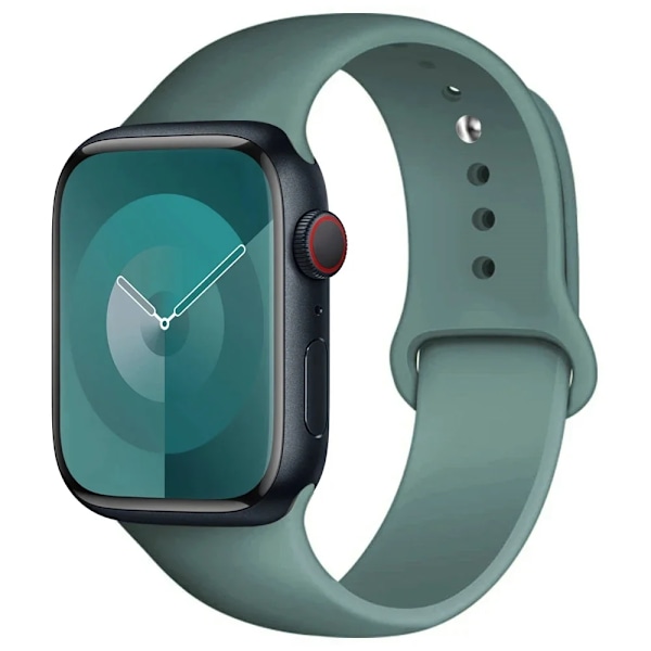 Silikonarmband för Apple Watch armband 44mm 45mm 40mm 41mm 42-38mm 45 mm sportarmband iwatch serie 8 7 6 5 4 3 SE 9 Ultra 2 49mm 48 Pine green 38mm-40mm-41mm S-M
