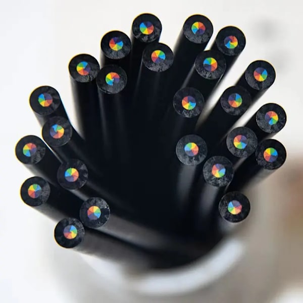 12St/Set Kawaii Regnbåge Pencil 7 Färger Koncentrisk Gradient Kritor Barn Gåva Färgade Pennor Konst Pa. Att Teckna Papperskort 12pcs-laser silver