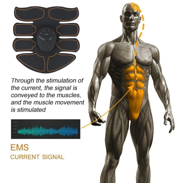 Elektrisk muskelstimulator EMS trådlös rumpa Höfttränare Abdominal ABS-stimulator Fitness Body Bantning Massager MS6