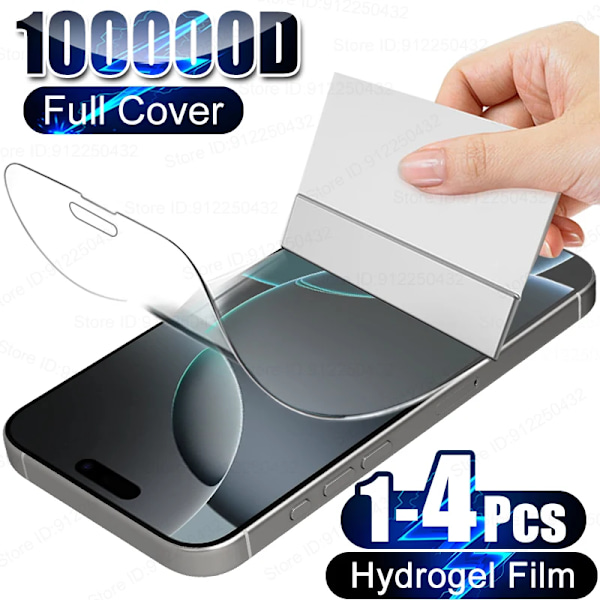 1-4 st Hydrogel Film för iPhone 16 15 14 13 12 11 Pro Max Plus Full Cover Skärmskydd Ej-Glas Främre Mjuk Film Tillbehör For iPhone SE 2020 1PCS