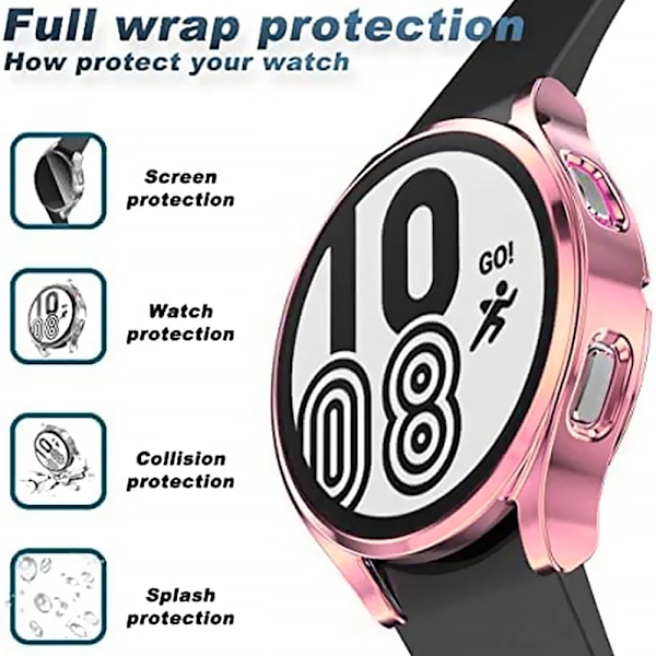 Klockfodral för Samsung Galaxy Watch 4/5/6 40mm 44mm Skärmskydd TPU Allround Stötfångare Skyddande Skal för Watch 6 40mm44mm Gold Galaxy Watch 6 44mm