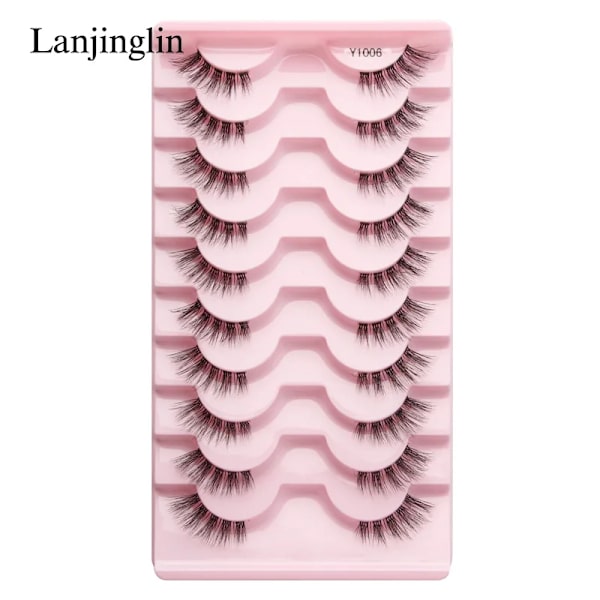 Half Eey Lashes 3/5/10 Par Nya Faux Mink Lashes Naturliga Falska Ögonfransar Wispy Fluffig Ögonfrans Extension Makeup Halv Lashes Verktyg 10pairs-Y1006