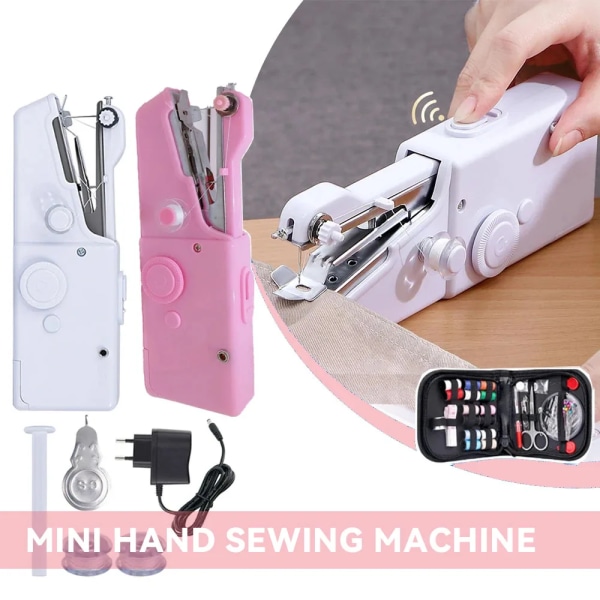 Mini Machine à Coudre à Main, Electrique, Portable, Reparation Rapide, Bricolage, Vêtements pink D