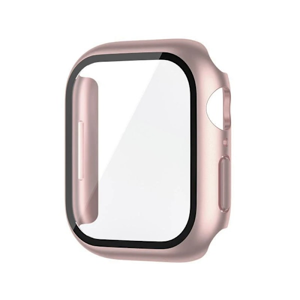 Härdat Glas+Skal För Apple Watch 38mm 40mm 41mm 42mm 44mm 45mm 46mm Skärmskydd Skyddande Fodral iWatch 10 8 7 9 6 SE 5 rose gold Series 4 5 6 SE 44MM