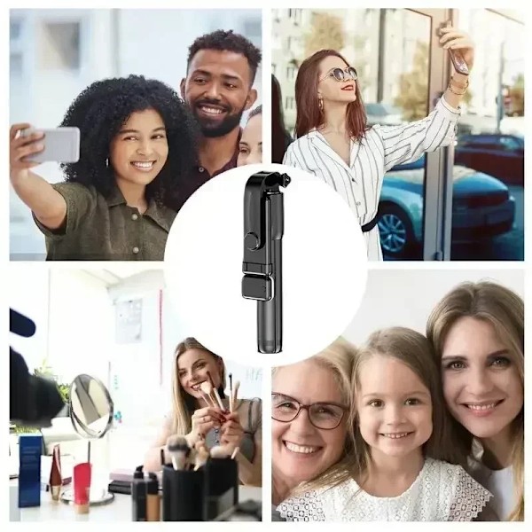 Selfie Stick Stativ Utdragbart Trådlöst Bluetooth Fjärrkontroll Portabelt Smartphone Stativ Fäste För iOS Android Telefon White With lamp