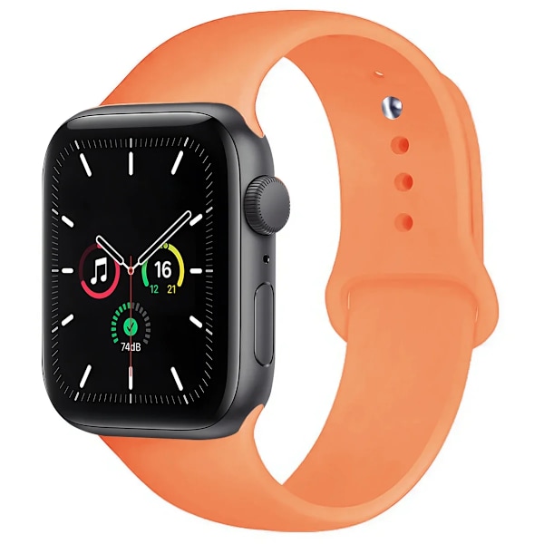 Silikonarmband för Apple Watch Band Ultra 2 49mm 45mm 44mm 41mm 40mm 38mm Correa Armband IWatch Series 9 8 7 5 4 3 8 6 SE 44mm Papaya 42mm44mm45mm49mm L