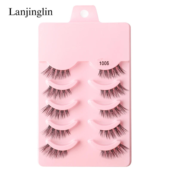 Half Eey Lashes 3/5/10 Par Nya Faux Mink Lashes Naturliga Falska Ögonfransar Wispy Fluffig Ögonfrans Extension Makeup Halv Lashes Verktyg 5pairs-1006