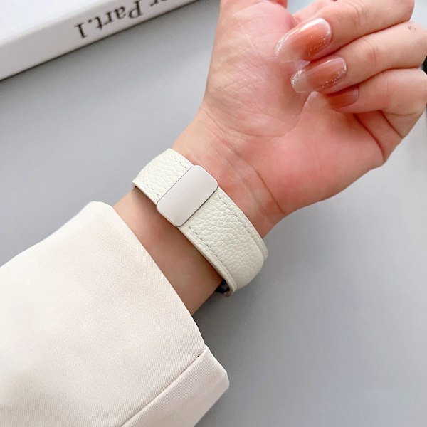 20mm 22mm Läderarmband för Samsung Galaxy Watch 7 FE 6 5 4 44 40mm Classic Magnetiskt Spänne för Huawei Watch GT5 4Pro 3 46 Armband Grey Silver For huawei GT4-5 46